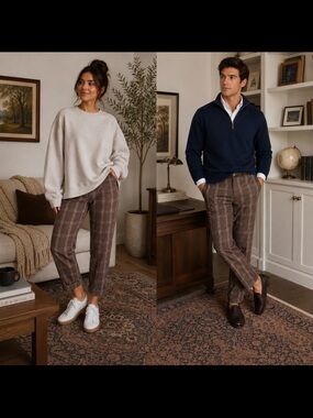 Unisex Levi's Brown Plaid Tapered Pants